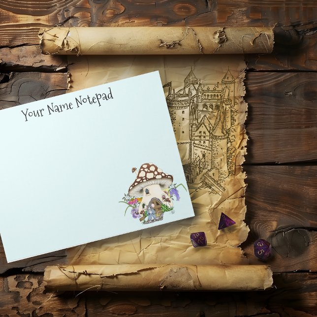 Fantasy Mouse Mushroom House Floral Notizblock (Von Creator hochgeladen)