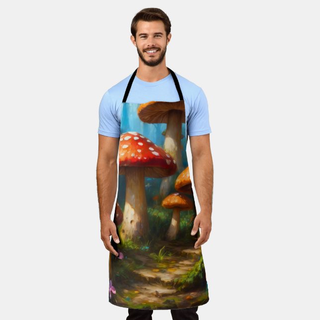 Fantasy Mushrom All-Over Print Schürze (Getragen)