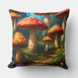 Fantasy Mushrom Throw Kissen