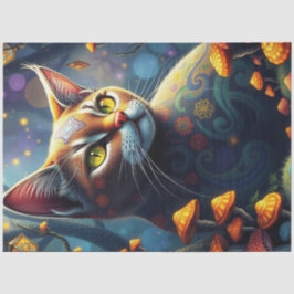 Fantasy Mushroom Forest farbenfrohe Katze Seidenpapier