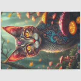 Fantasy Mushroom Forest farbenfrohe Katze Seidenpapier