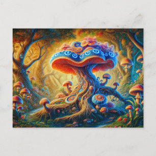 Fantasy Mushroom Garden Psychedelic Colors  Postkarte