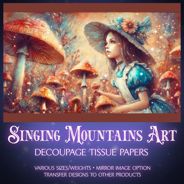 Fantasy Mushroom Garden with Alice Decoupage Seidenpapier (Von Creator hochgeladen)