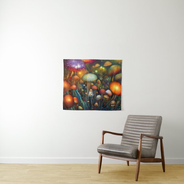 Fantasy Mushrooms Tapestry Wandteppich (Beispiel (Horizontal))