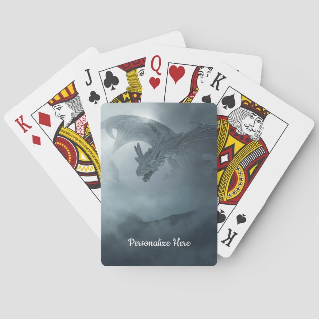 Fantasy Mythischer Drache im Flight Personalize Spielkarten (Rückseite)