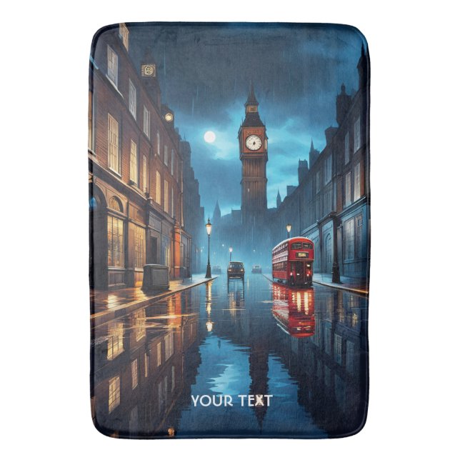 Fantasy Niedlich Abend London Rain Badematte (Vorderseite Vertikal)