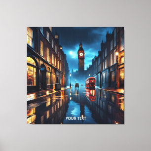 Fantasy Niedlich Abend London Rain Leinwanddruck