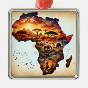 Fantasy Niedlich Africa Animations Map Ornament Aus Metall