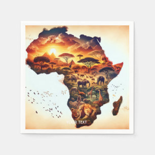 Fantasy Niedlich Africa Animations Map Serviette