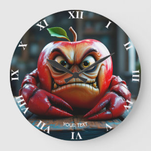 Fantasy Niedlich Angry Apple Crab Große Wanduhr