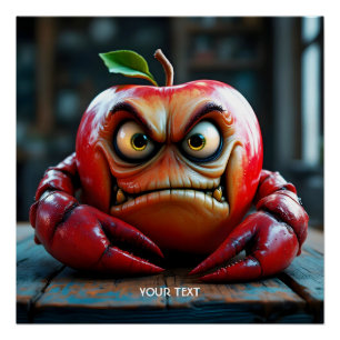 Fantasy Niedlich Angry Apple Crab Poster