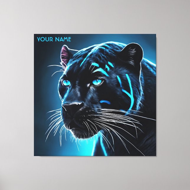 Fantasy Niedlich Angry Blue Panther Leinwanddruck (Vorderseite)