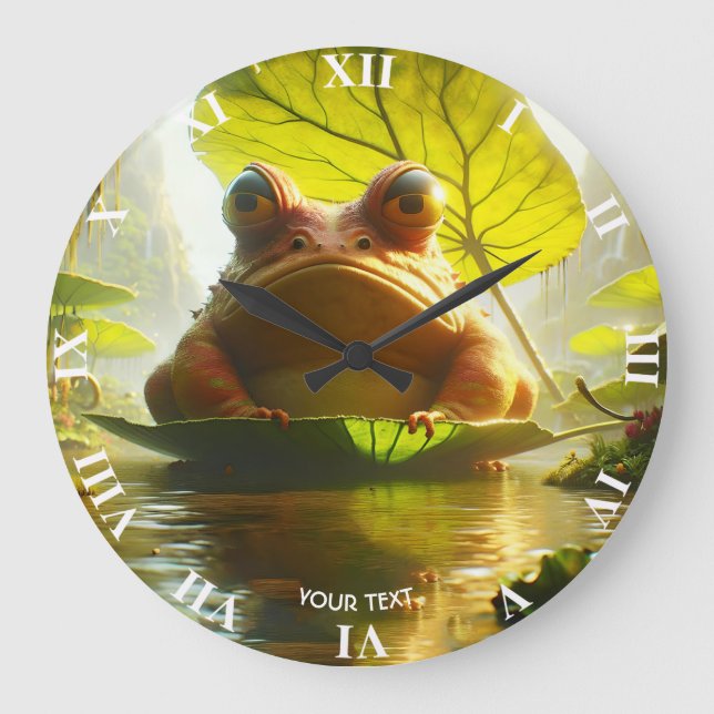 Fantasy Niedlich Angry Frosch Leaf Große Wanduhr (Vorderseite)