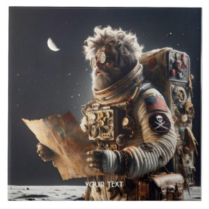 Fantasy Niedlich Astronaut Map Space Fliese
