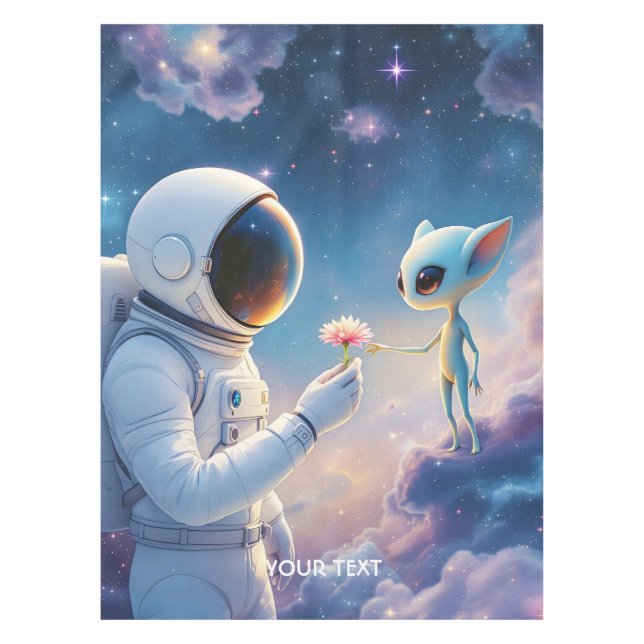 Fantasy Niedlich Astronaut Space Blume Tischdecke (Vorderseite)