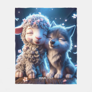 Fantasy Niedlich Babies Sheep Wolf Fleecedecke