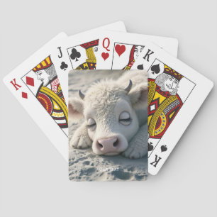 Fantasy Niedlich Baby Cow Schlafen Spielkarten