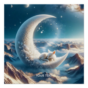 Fantasy Niedlich Baby Deer Moon Poster