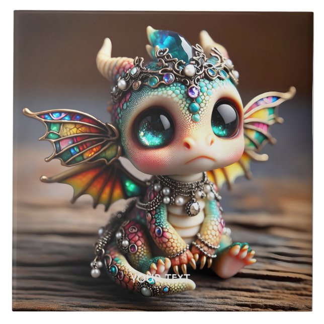 Fantasy Niedlich Baby Dragon Glass Fliese (Vorderseite)