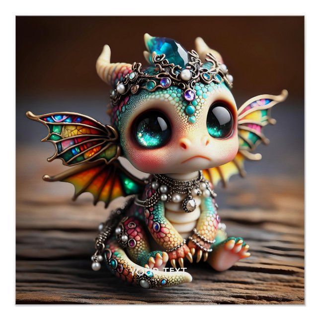 Fantasy Niedlich Baby Dragon Glass Poster (Vorderseite)