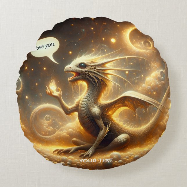 Fantasy Niedlich Baby Dragon Liebe Rundes Kissen (Vorderseite)