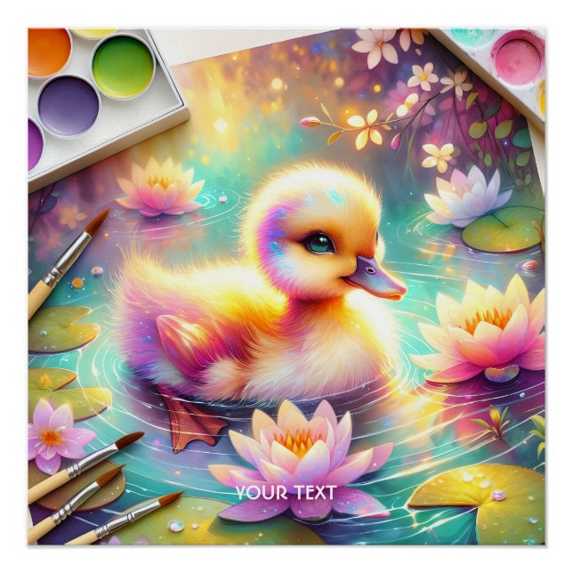Fantasy Niedlich Baby Duck Blume Poster (Vorderseite)