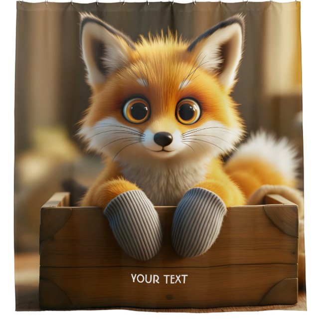 Fantasy Niedlich Baby Fox Box Duschvorhang (Vorderseite)