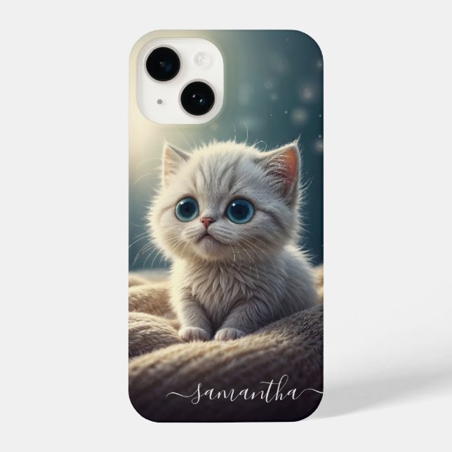 Fantasy Niedlich Baby Kitty Cat Lover's Personalis iPhone 14 Hülle (Rückseite)