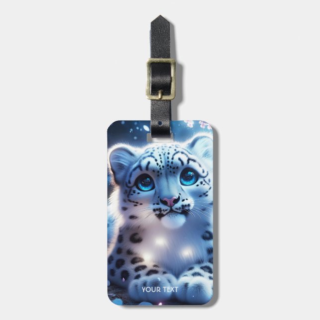 Fantasy Niedlich Baby Snow Leopard Gepäckanhänger (Vorderseite vertikal)