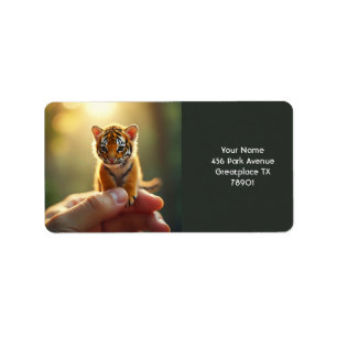 Fantasy Niedlich Baby Tiger Hand Adressaufkleber