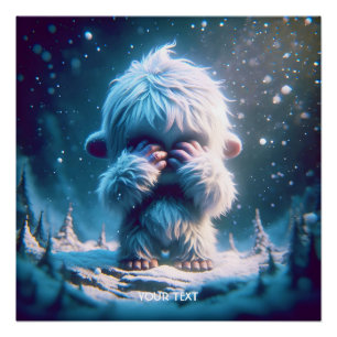 Fantasy Niedlich Baby Yeti Winter Poster