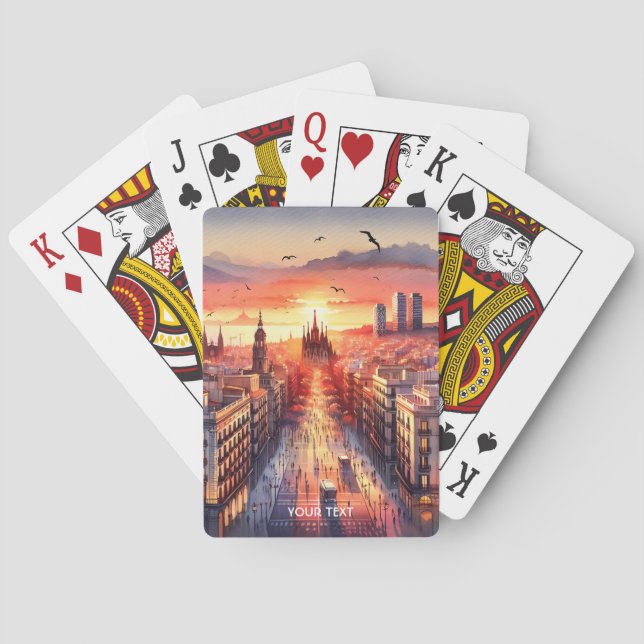Fantasy Niedlich Barcelona Sunset View Spielkarten (Rückseite)