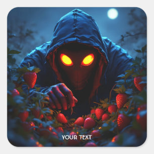 Fantasy Niedlich Beängstigend Strawberry Man Quadratischer Aufkleber
