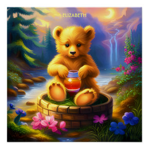 Fantasy Niedlich Bear Honey Pot Poster