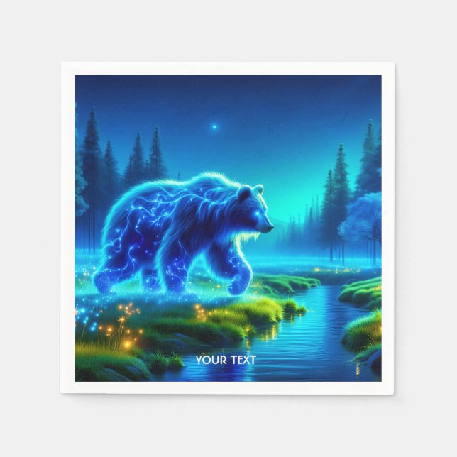 Fantasy Niedlich Bear River Meadow Serviette (Vorderseite)
