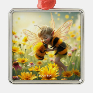 Fantasy Niedlich Bee Blume Kiss Ornament Aus Metall