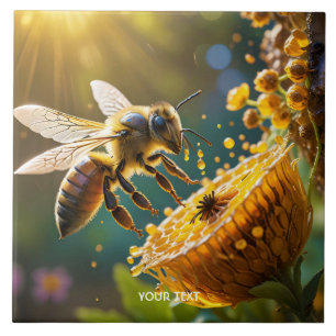Fantasy Niedlich Bee Blume Sun Fliese