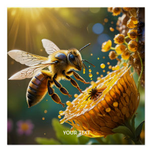 Fantasy Niedlich Bee Blume Sun Poster