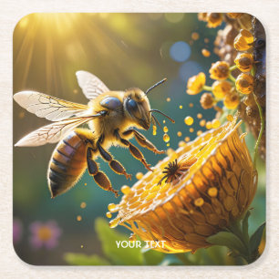 Fantasy Niedlich Bee Blume Sun Rechteckiger Pappuntersetzer