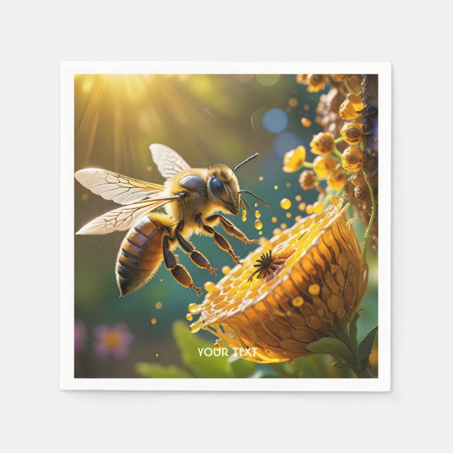 Fantasy Niedlich Bee Blume Sun Serviette (Vorderseite)