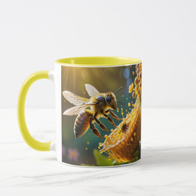 Fantasy Niedlich Bee Blume Sun Tasse (Links)
