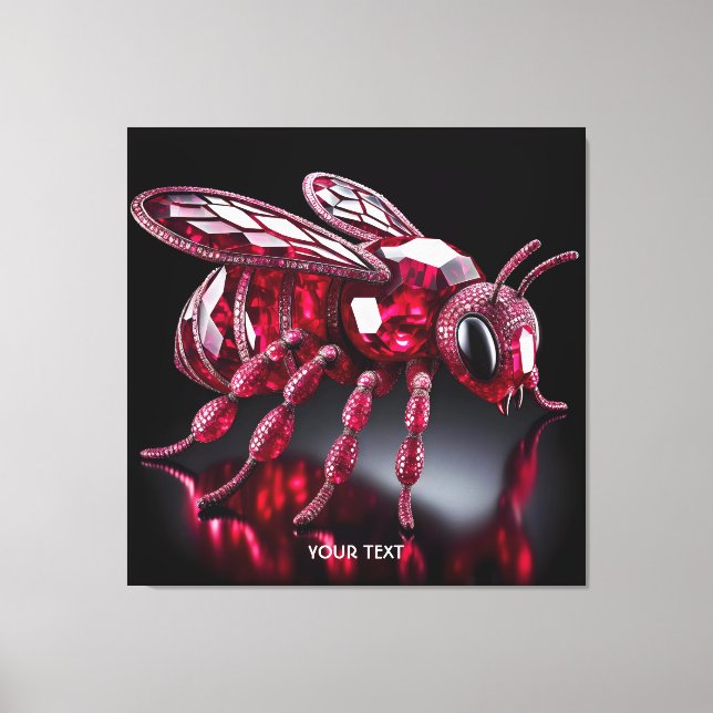 Fantasy Niedlich Bee Ruby Diamonds Leinwanddruck (Vorderseite)