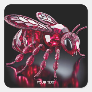 Fantasy Niedlich Bee Ruby Diamonds Quadratischer Aufkleber