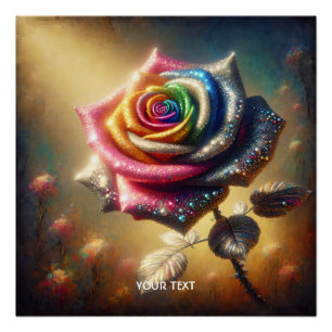 Fantasy Niedlich Bejeweled Rainbow Rose Poster