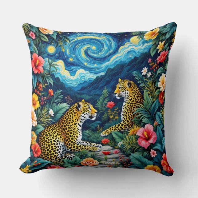 Fantasy Niedlich Big Cats Blume Kissen (Vorderseite)