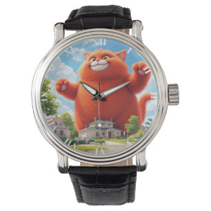 Fantasy Niedlich Big Orange Cat Armbanduhr