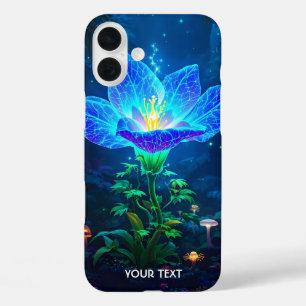 Fantasy Niedlich Biolumineszenz Blaue Blume iPhone 16 Plus Hülle