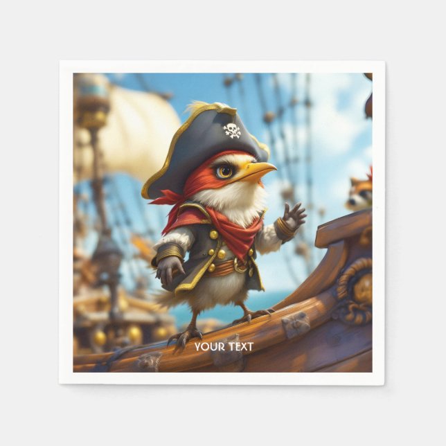 Fantasy Niedlich Bird Captain Pirate Serviette (Vorderseite)