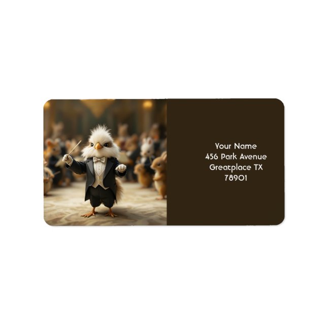 Fantasy Niedlich Bird Conduct Orchestra Adressaufkleber (Vorne)