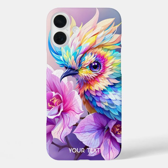 Fantasy Niedlich Bird Pink Orchid iPhone 16 Plus Hülle (Rückseite)